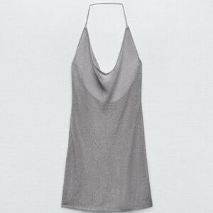 Zara Silver Knit Halter Dress